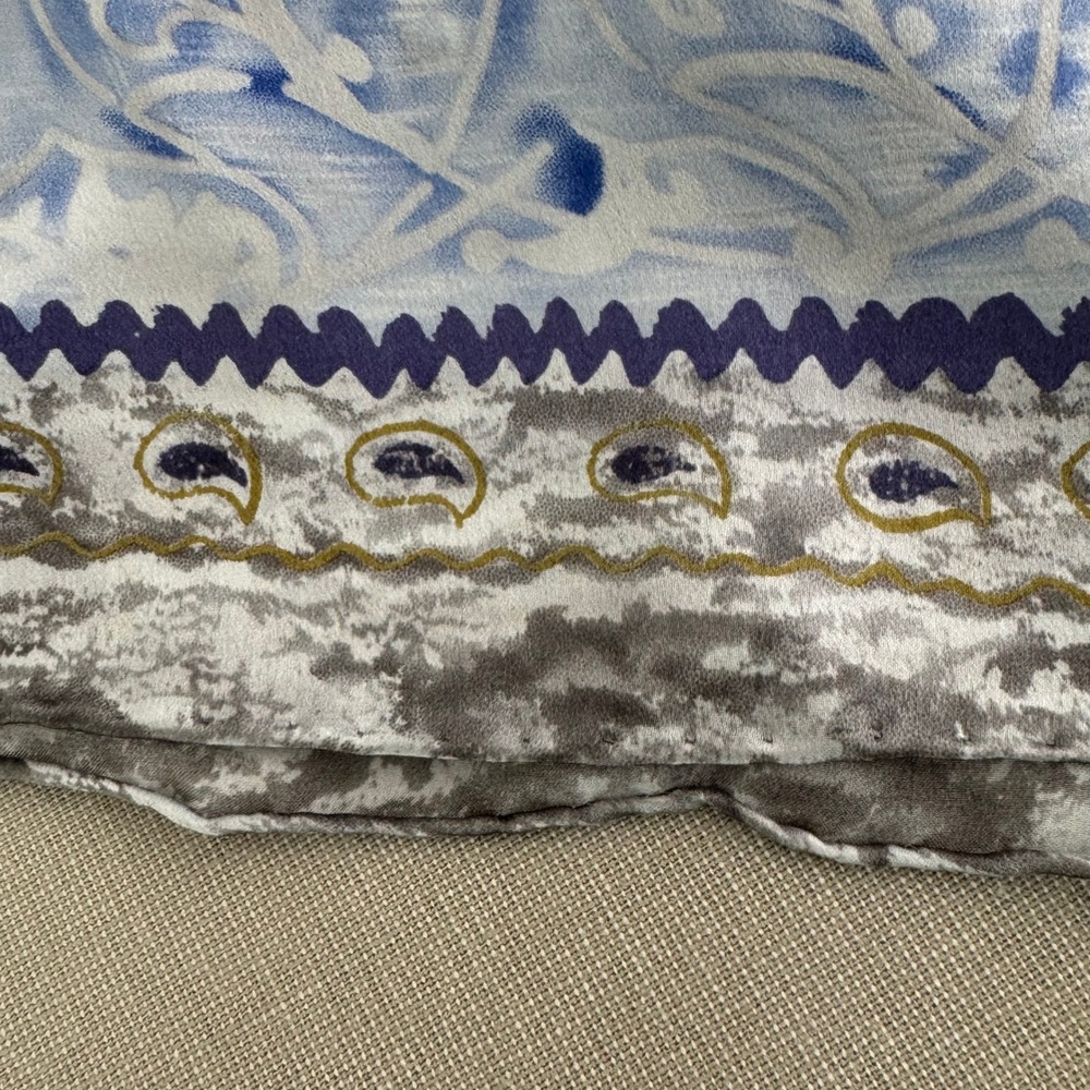 Silk Scarf Blue/Purple floral - Picture 5 of 6